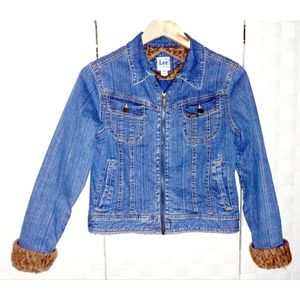 Lee Vintage Faux-Fur Trim Crop Denim Jacket
